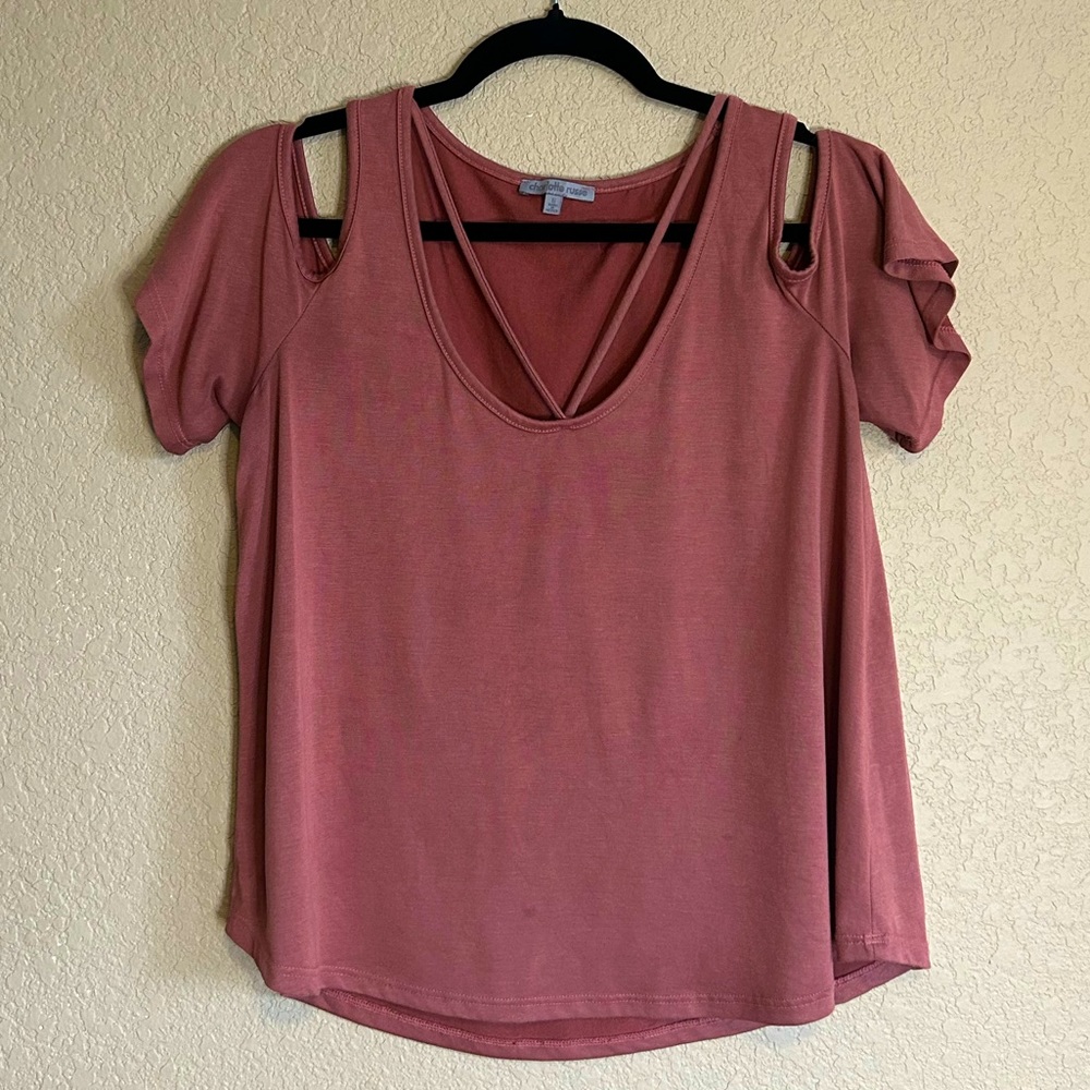 Shoulder Cut Out Tee Shirt, Size S